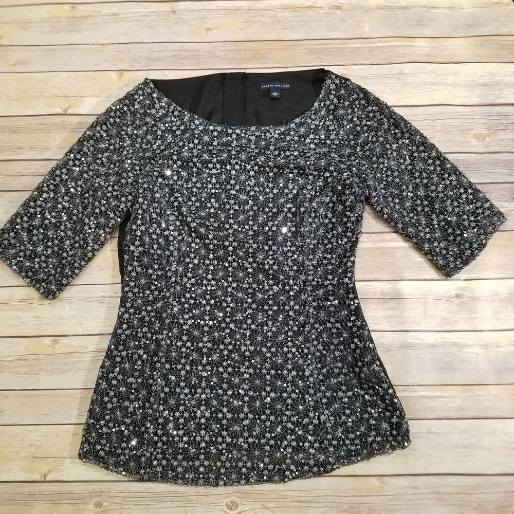 Banana Republic silver sparkle front top 2